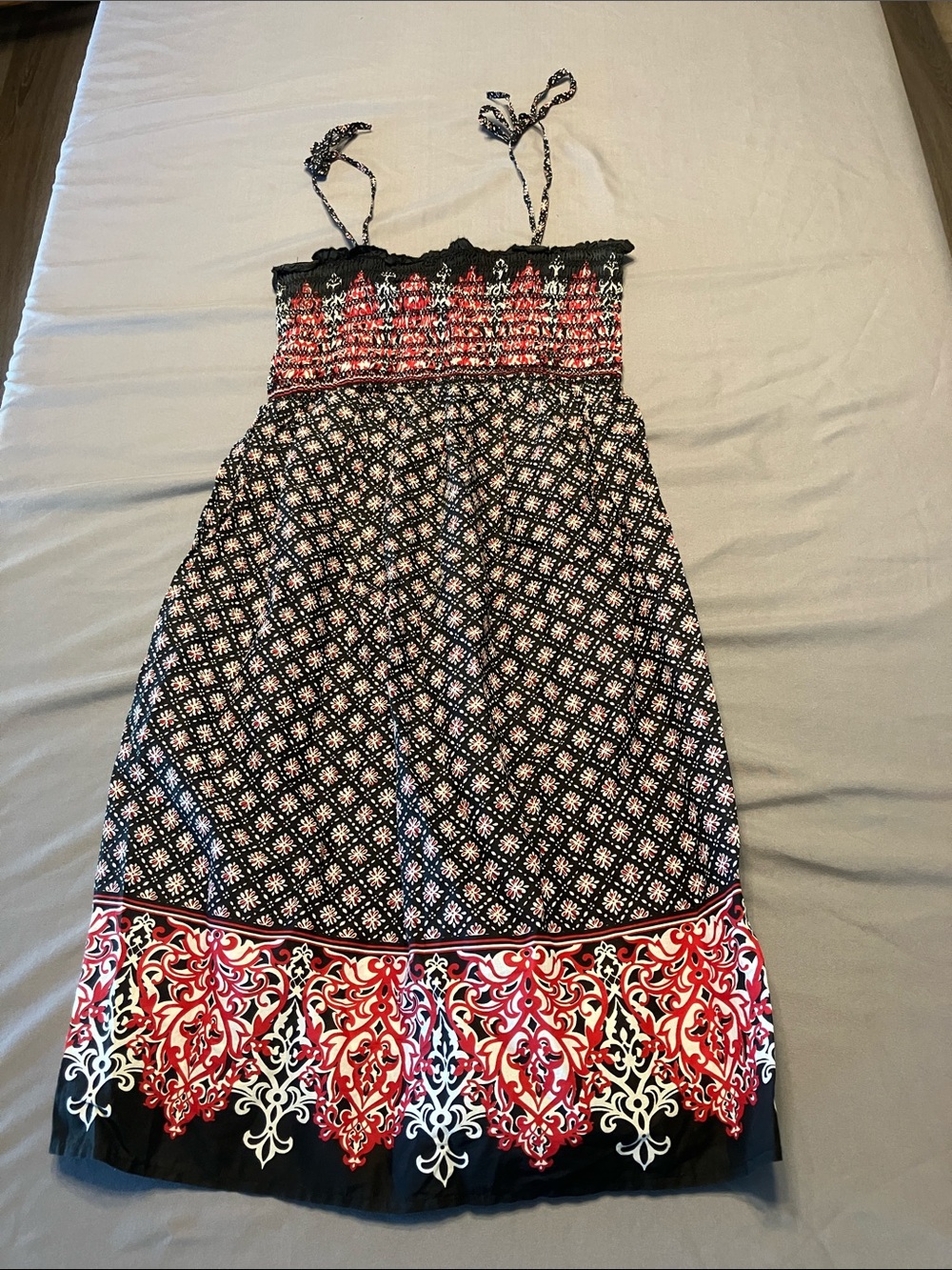 Motherhood Black Red and White Patterned Maternity Dress